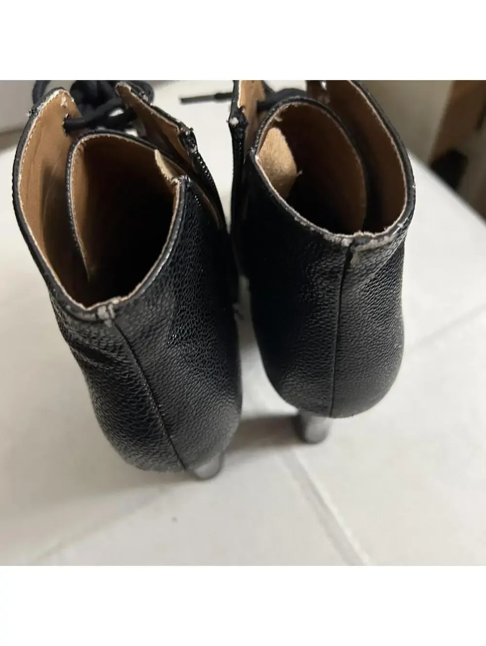 Women’s Black lace up platform boots with 3” heels